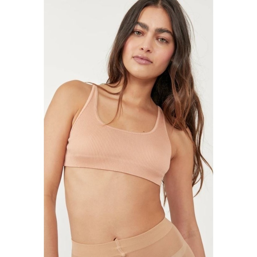 Free‎ People Intimates Women's Sienna Strappy Ribbed Bralette in Coral Sand M/L